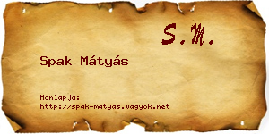 Spak Mátyás névjegykártya